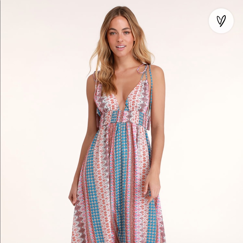 Lulus | Maxin' Relaxin' Multi Print Maxi Dress | Small